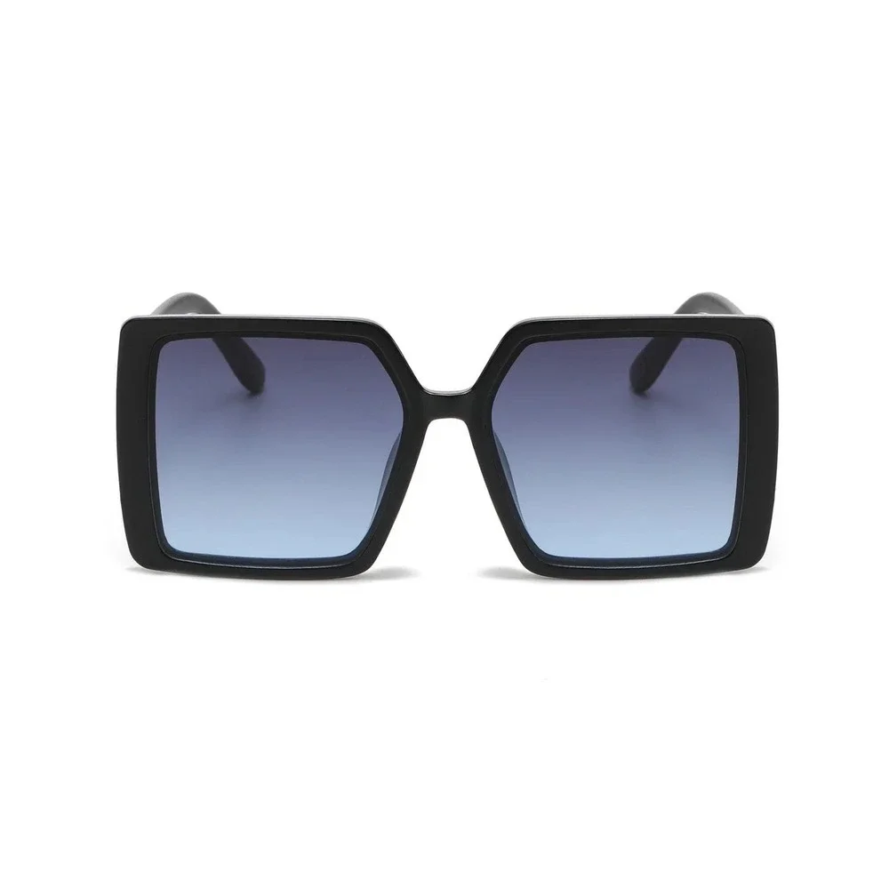 Women Oversized Square Sunglasses‎ Black Frame Blue Gradient Lens Classic Modern
